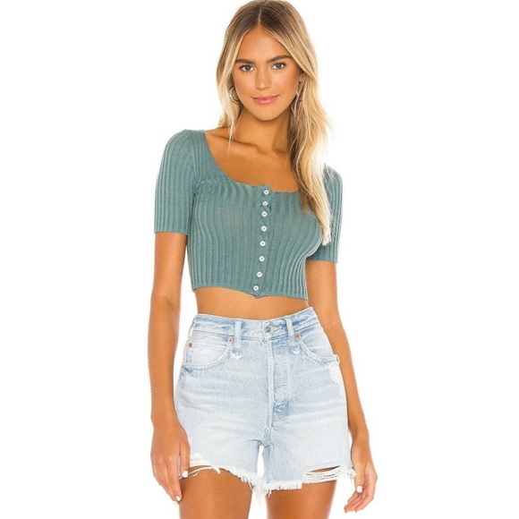 🔥FREE PEOPLE🔥Little Cutie Ribbed Crop Top Medium NWT